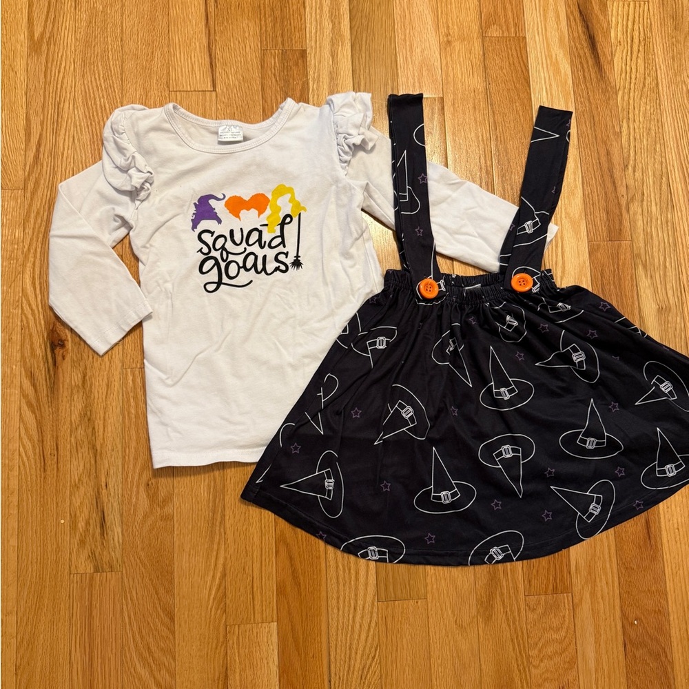Girls size 5/6 Hocus pocus themed shirt and matching skirt